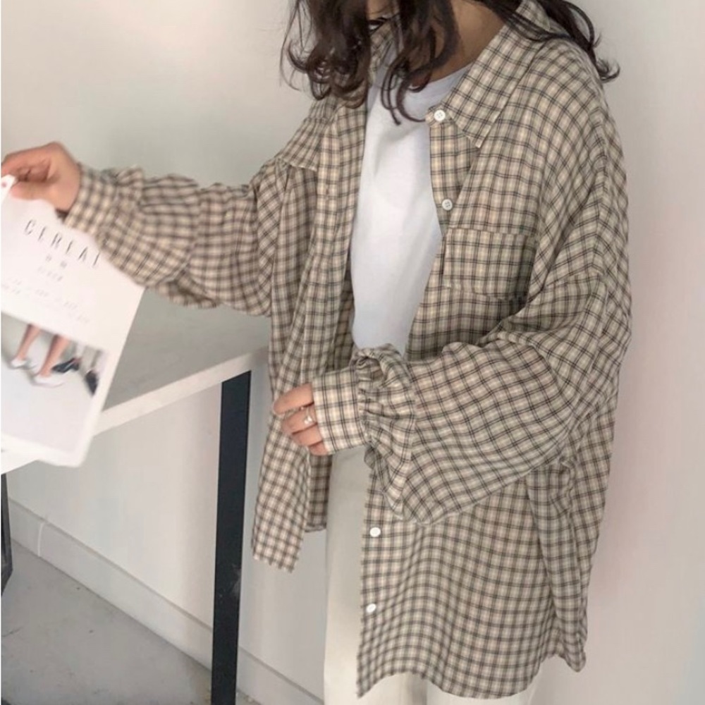 cream oversized flannel